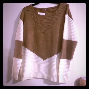 NWT Tan & White Sweater